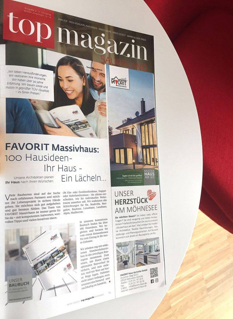 FAVORIT Massivhaus im top magazin Sauerland - FAVORIT Massivhaus